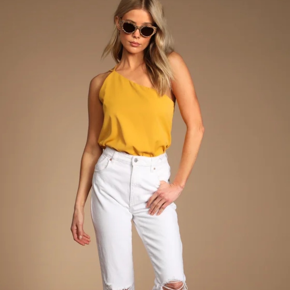 Stylin' Babe Mustard Yellow One-Shoulder Bodysuit - LuLu’s (XS) - Never Worn